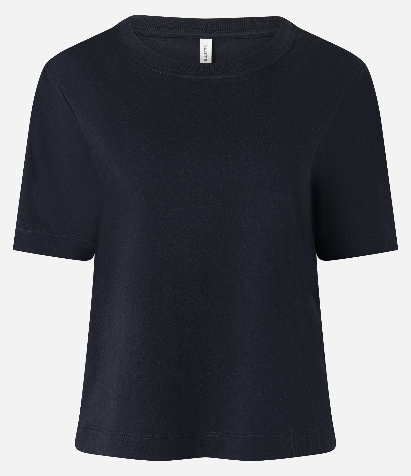 Blusa T-shirt em Meia Malha com Ombreira Preto 1