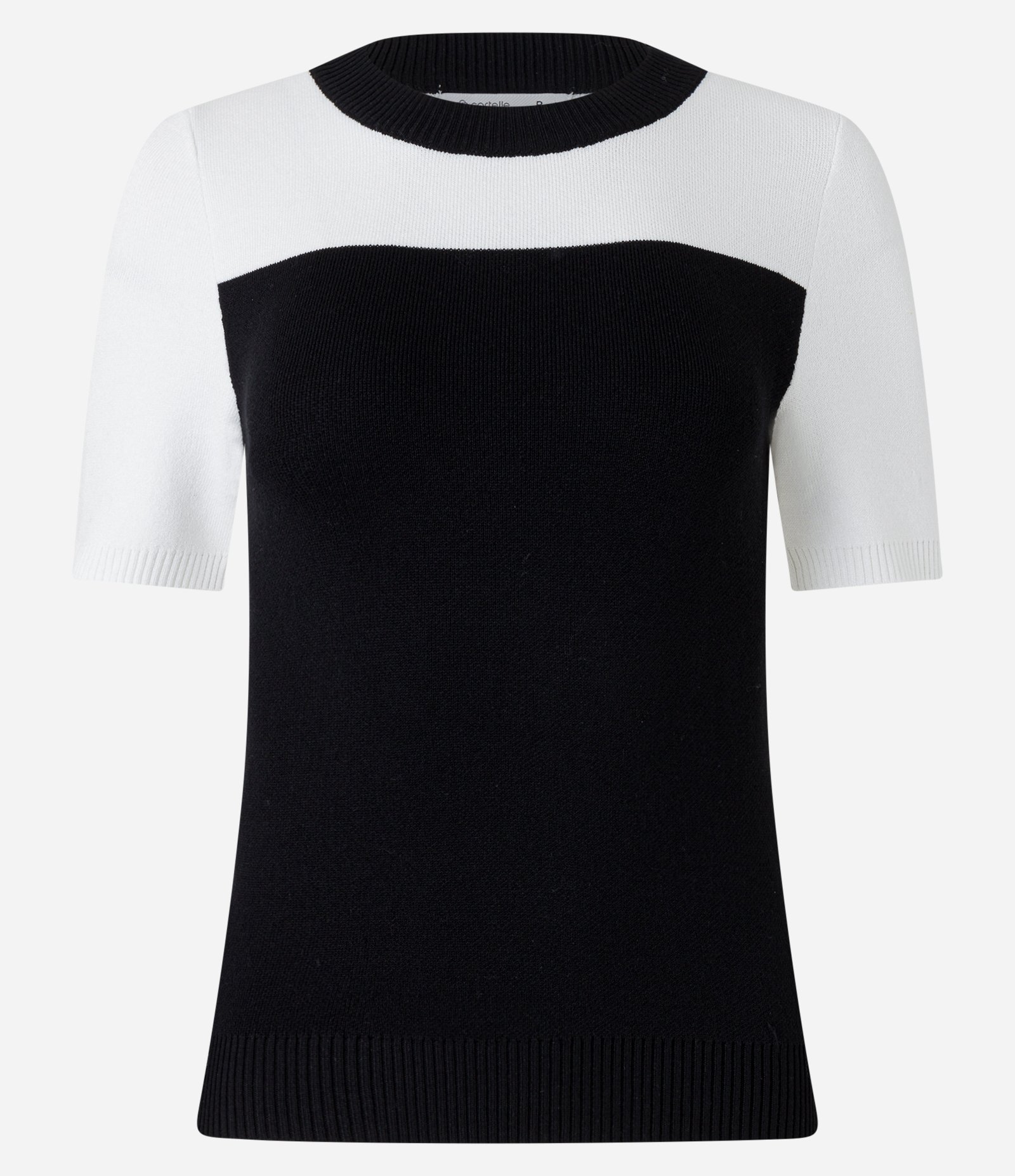Blusa em Tricô com Bloco de Cor Contrastante Preto/ Branco 6