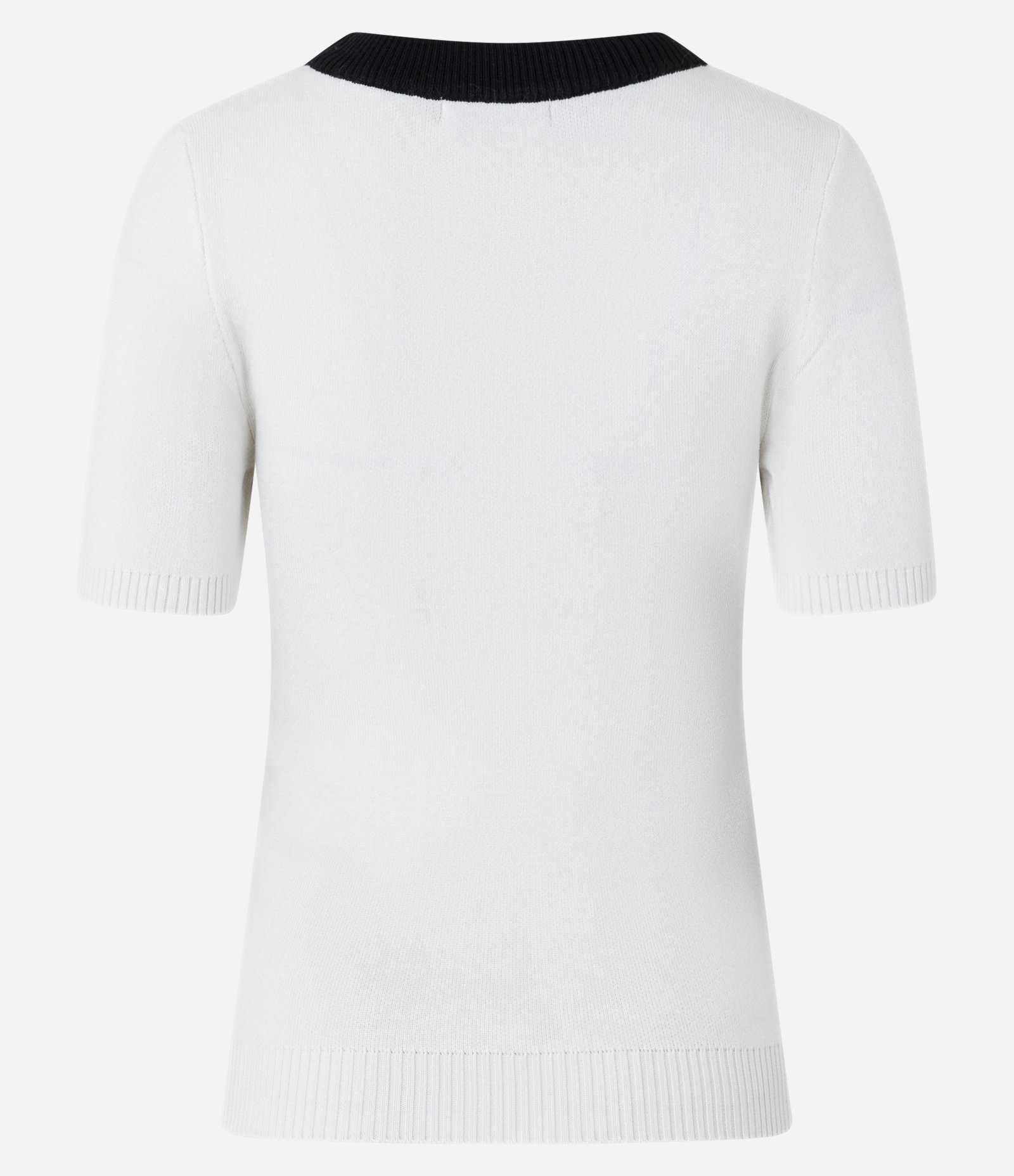 Blusa em Tricô com Bloco de Cor Contrastante Preto/ Branco 8