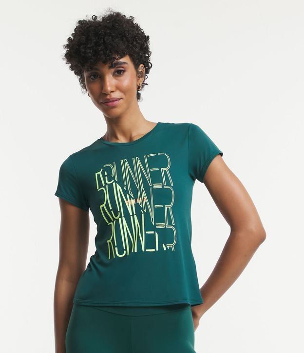 Camiseta Esportiva em Crepe com Lettering Runner