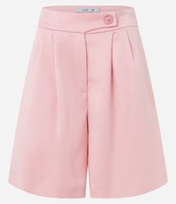 Short Acetinado com Transpasse no Cós e Pregas