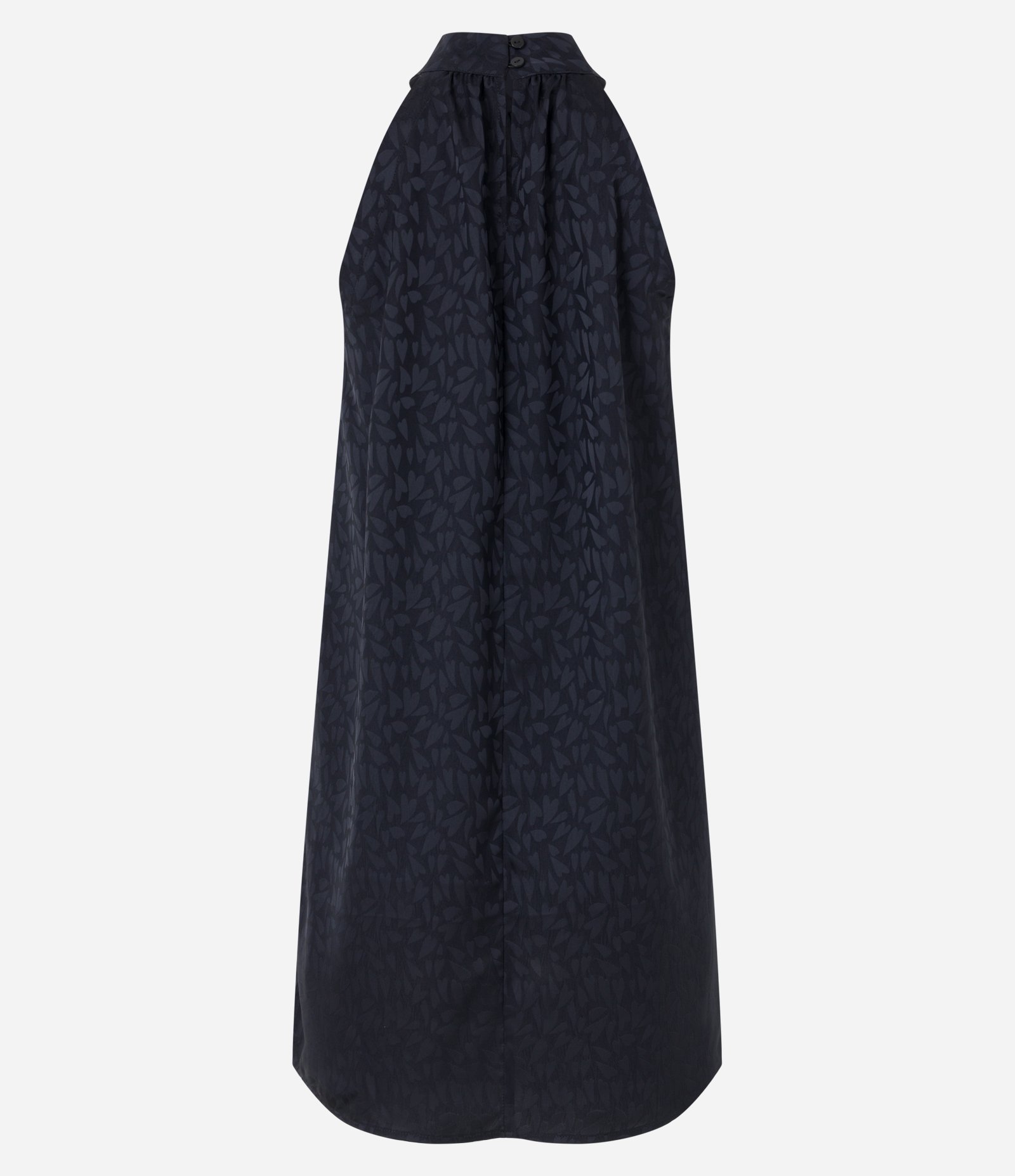 Vestido em Jacquard com Estampa Corações e Textura Acetinada Preto 7