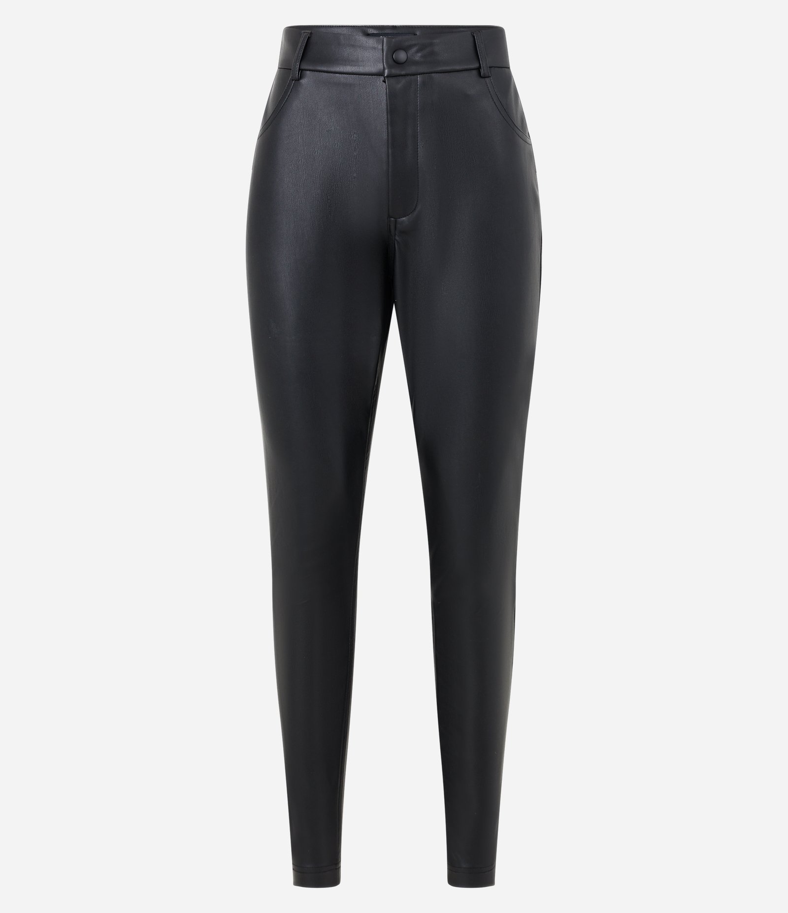 Calça Skinny em Pu com Bolsos Fake Preto 5