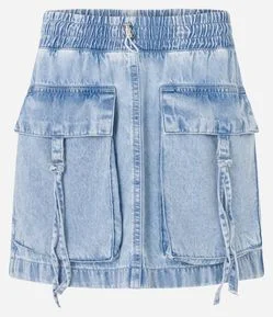 Saia Jeans com Bolso Cargo e Meia Argola no Puxador