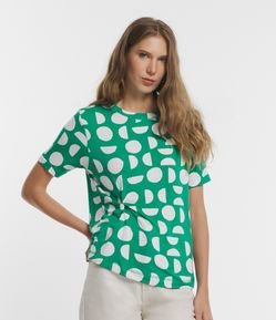 Blusa em Moletinho com Nó Lateral e Estampa Geométrica