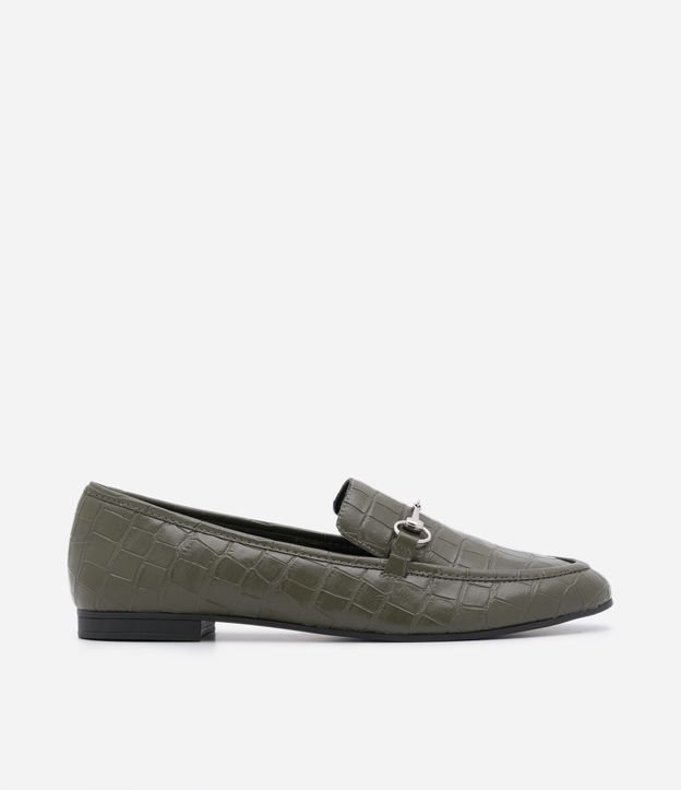 Sapato Loafer com Textura Croco e Bridão no Cabedal