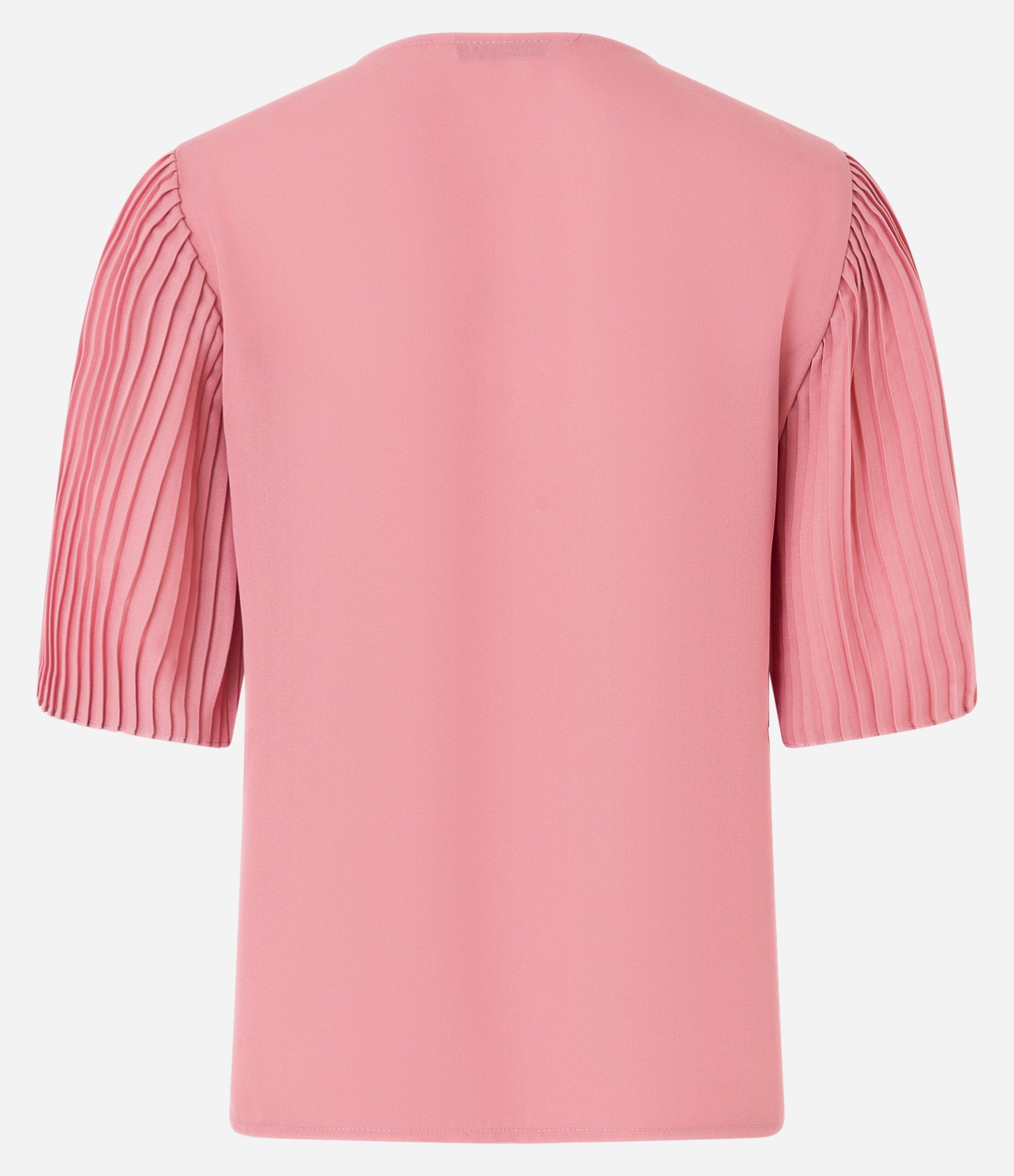 Blusa em Chiffon com Babado Jabô Plissado no Decote Rosa 3