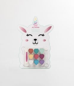 Paleta de Sombras infantil Lhama com 9 Cores e 1 Pincel Aplicador  Alchemia