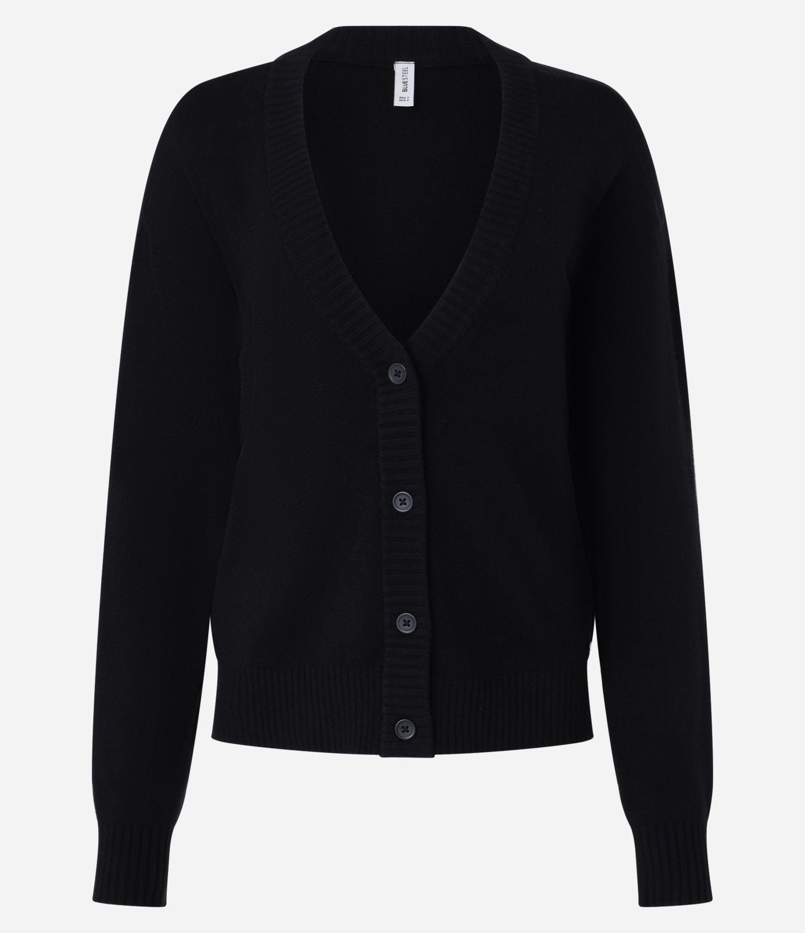 Cardigan Curto em Tricô com Botões Preto 5