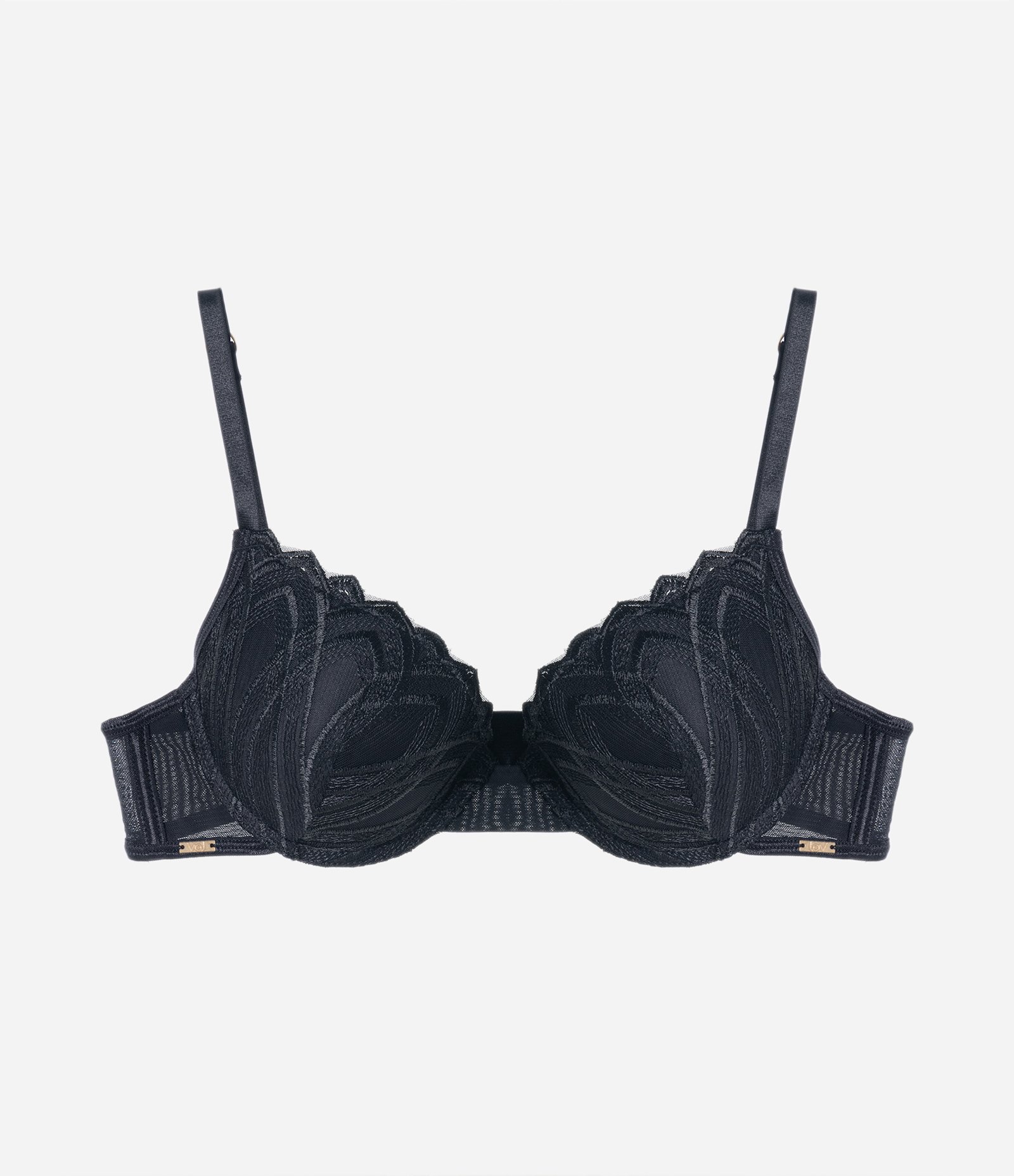 Sutiã Push Up com Bojo em Tule Bordado Preto 5