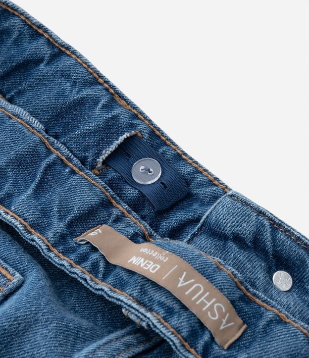 Saia Longa Jeans com Fenda Frontal Curve & Plus Size Azul Médio 9