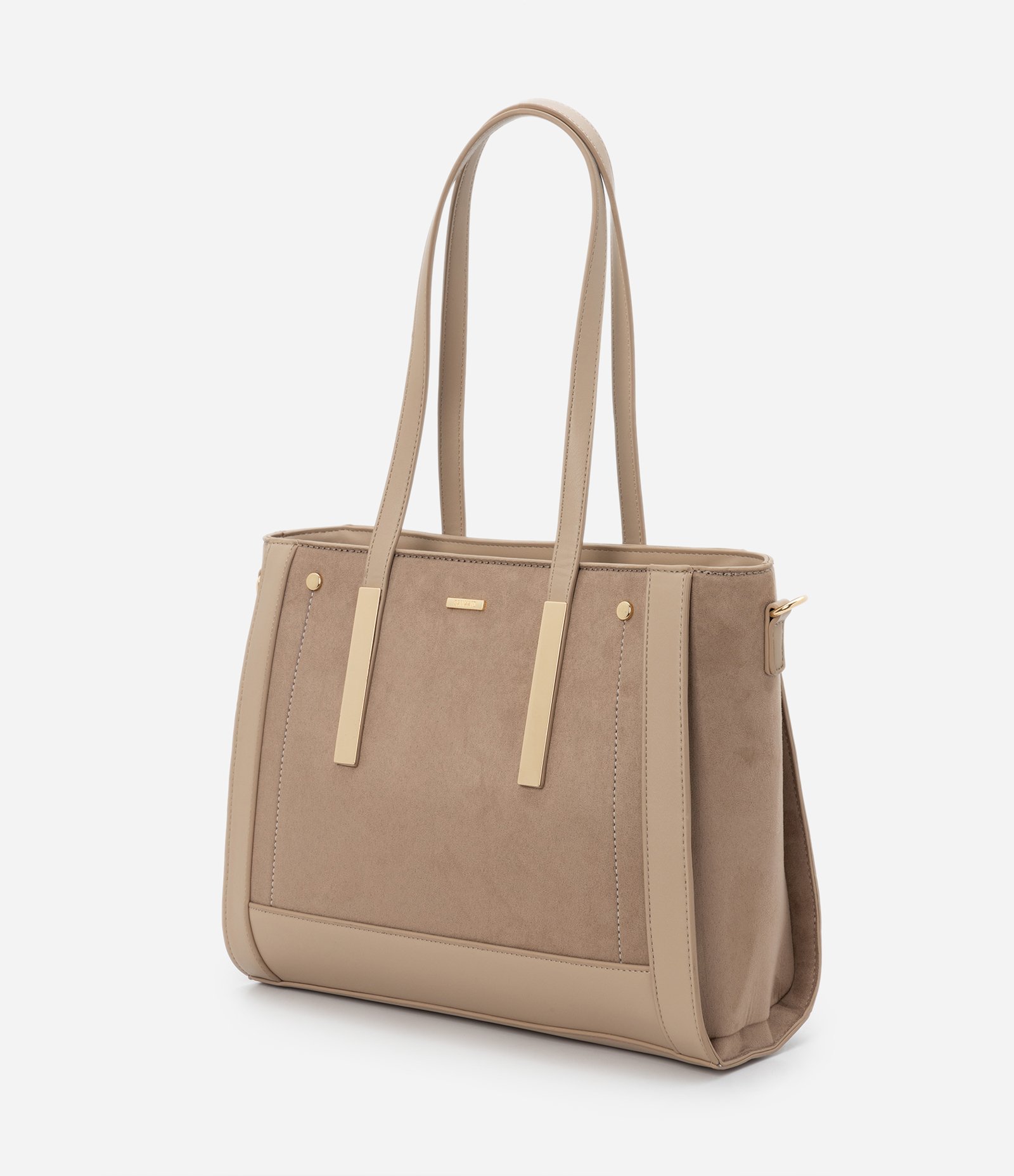 Bolsa Grande Shopper com Detalhes em Suedine Bege 4