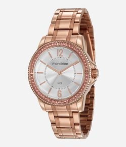 Kit Relogio Metal Mondaine Feminino Analagócio com Caixa em Metal Rosegold e Pulsiera em Aço Rosegold 53601LPMVRE3KV