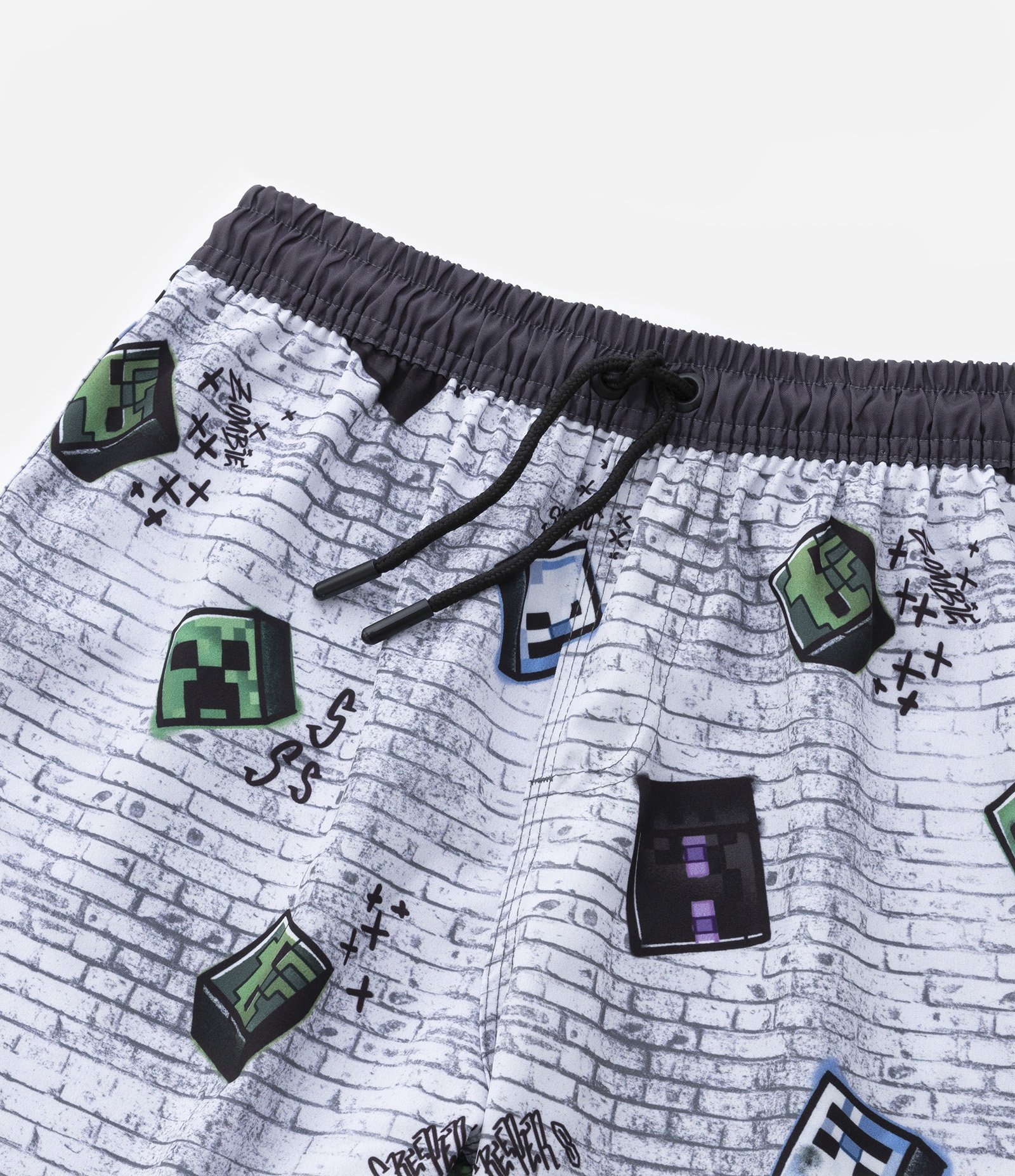 Bermuda Infantil com Estampa do Minecraft - Tam 5 a 12 anos Cinza 3