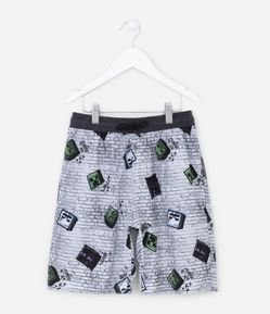 Bermuda Infantil com Estampa do Minecraft - Tam 5 a 12 anos