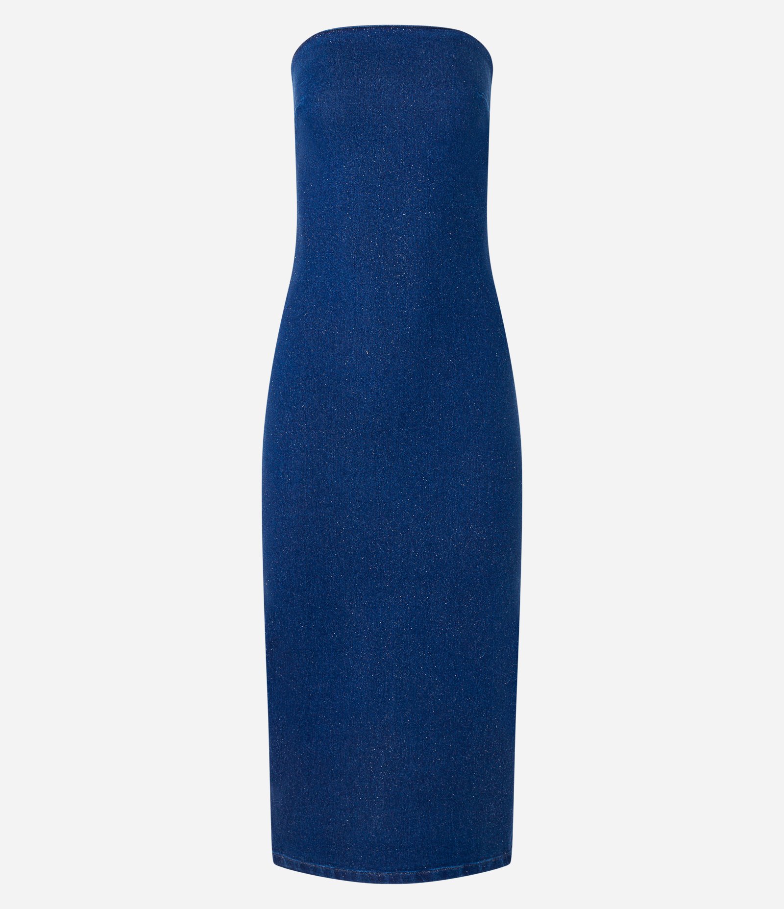 Vestido New Midi Jeans Tomara que Caia e Fenda Azul 5