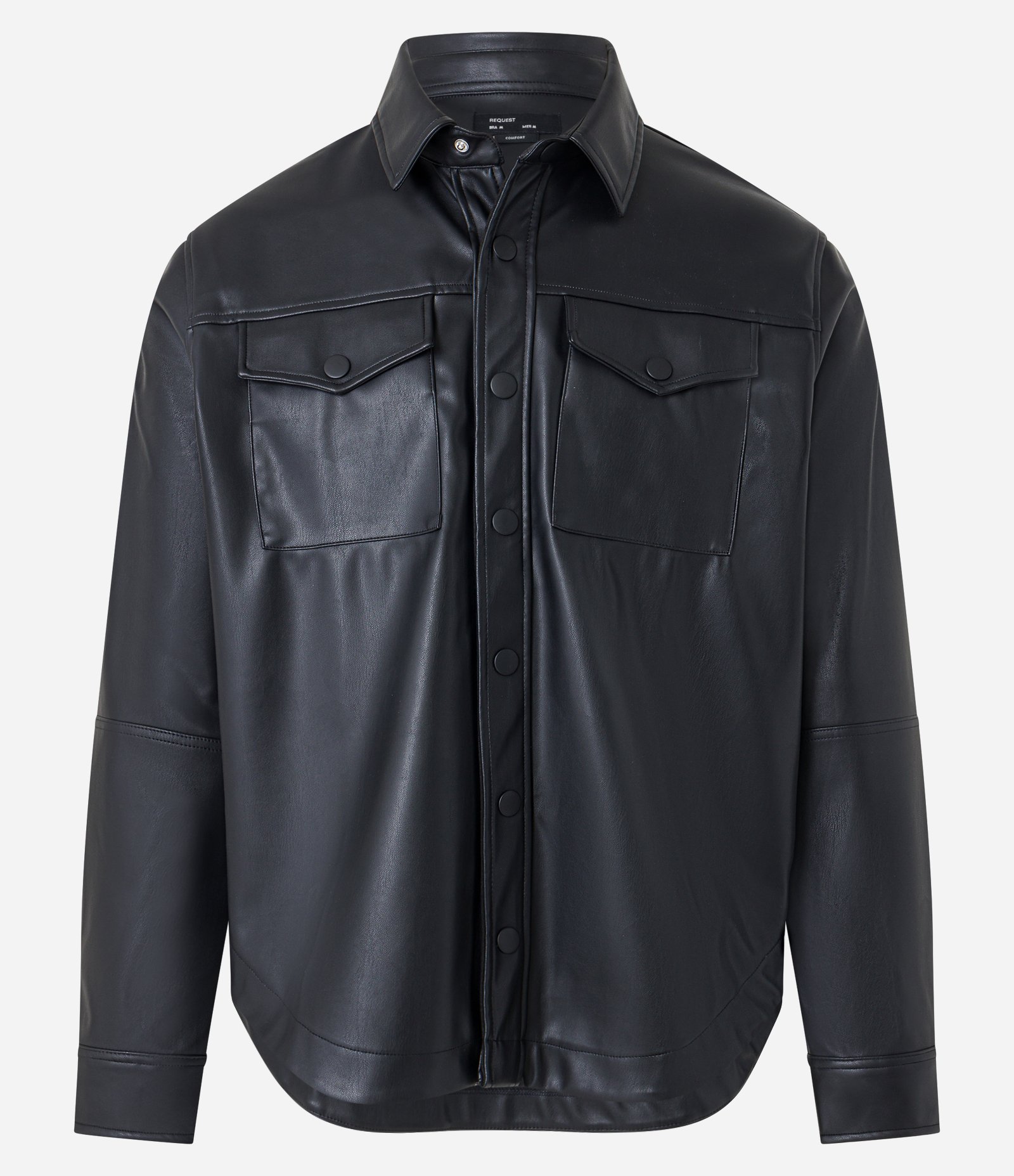Camisa Overshirt com Bolsos de Lapela no Peito Preto 7