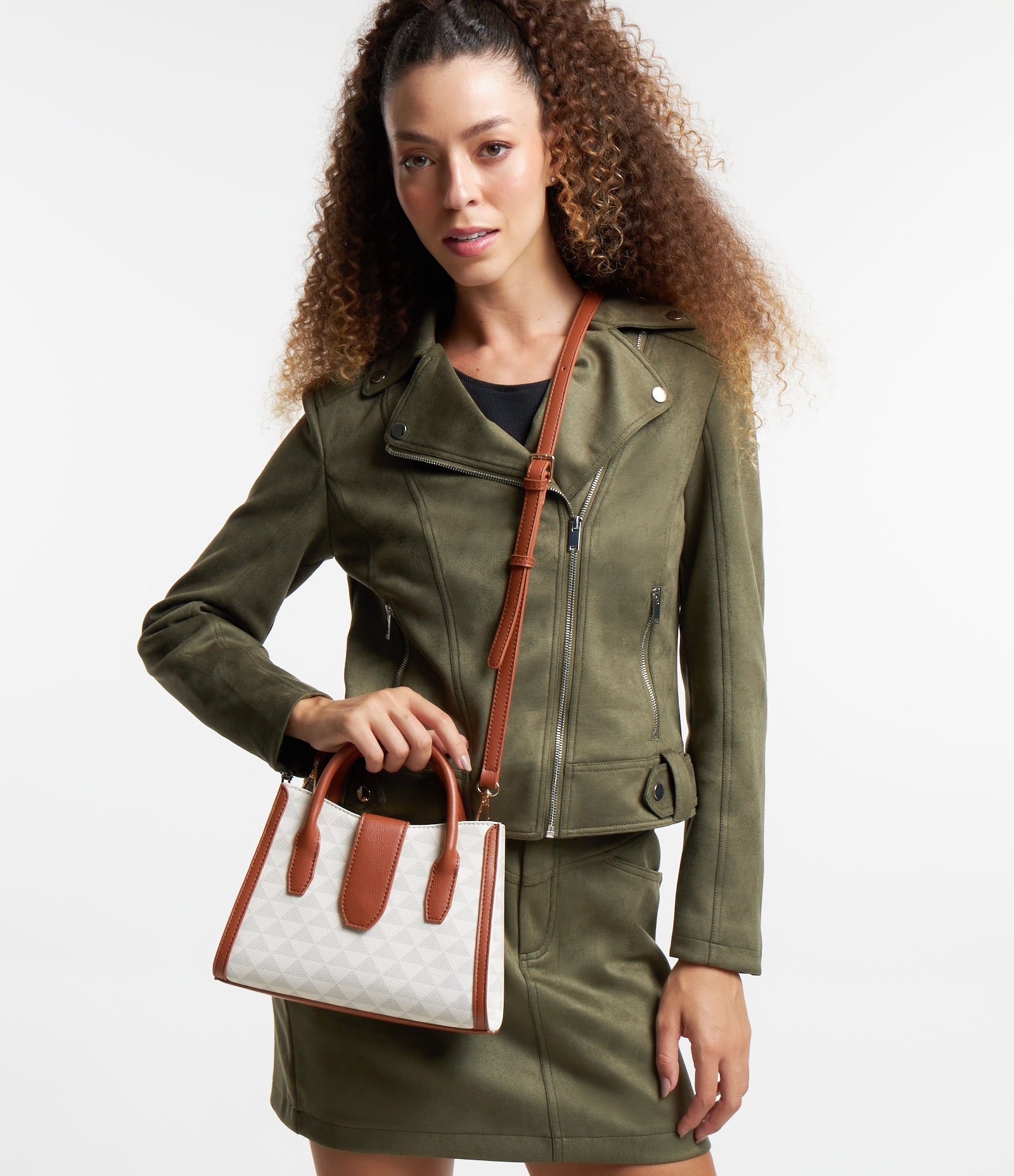 Bolsa Satchel em PU com Alça Removível Off White 8