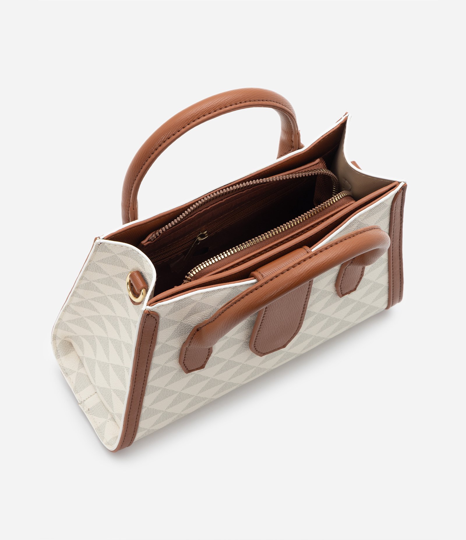 Bolsa Satchel em PU com Alça Removível Off White 6