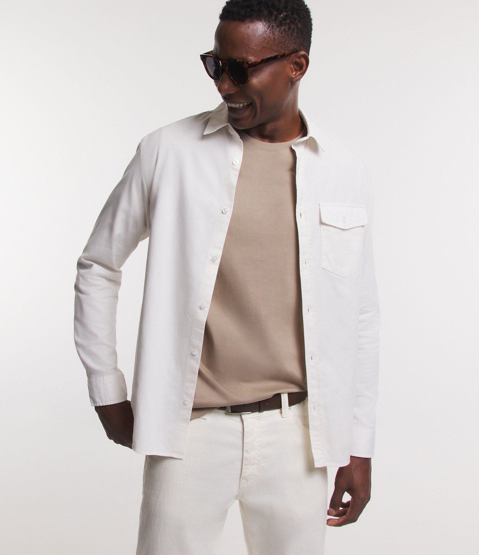 Camisa Manga Longa em Sarja com Bolsos Off White 1