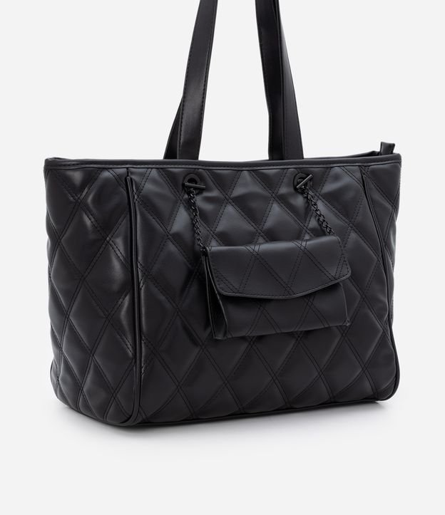 Bolsa Shopper Grande com Textura Matelassê e Mini Bag Preto 2