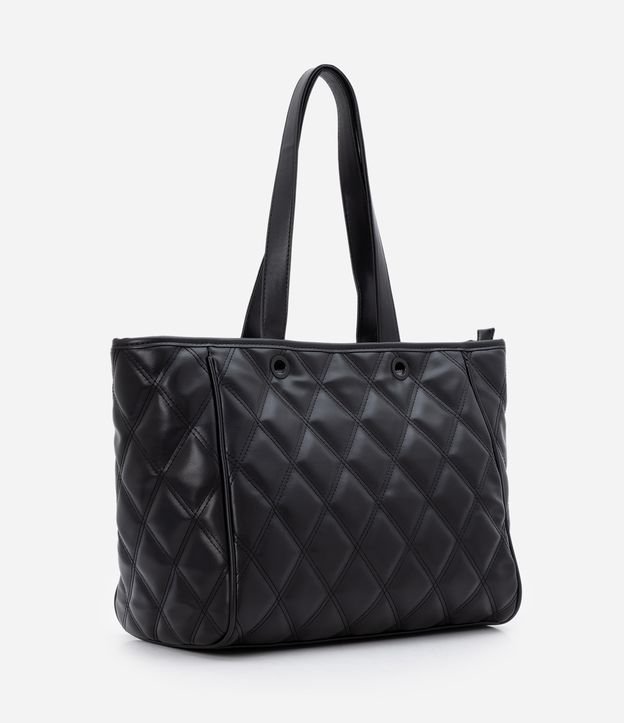 Bolsa Shopper Grande com Textura Matelassê e Mini Bag Preto 4