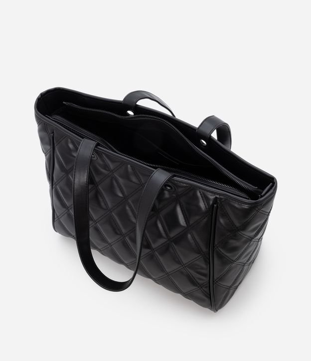 Bolsa Shopper Grande com Textura Matelassê e Mini Bag Preto 6