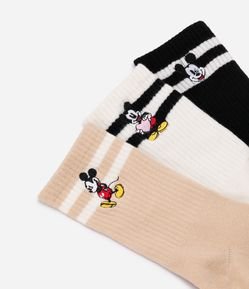 Kit 03 Meias Cano Alto em Algodão com Bordado Mickey