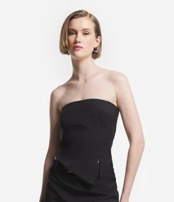 Top Tomara que Caia Alfaiatado com Ponta na Barra e Fenda