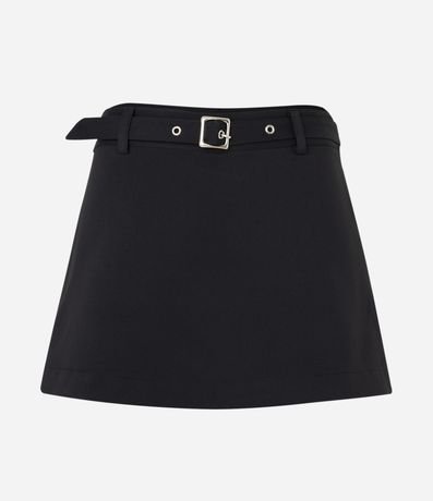 Short Saia Alfaiatado com Cinto de Fivela Quadrada Short Saia Alfaiatado com Cinto de Fivela Quadrada