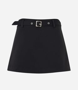 Short Saia Alfaiatado com Cinto de Fivela Quadrada