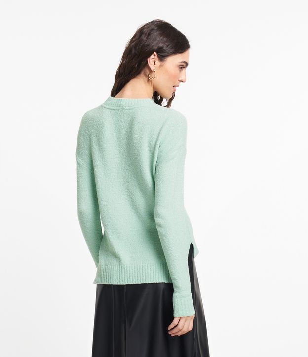 Suéter em Tricô Texturizado com Cava Deslocada Verde 4