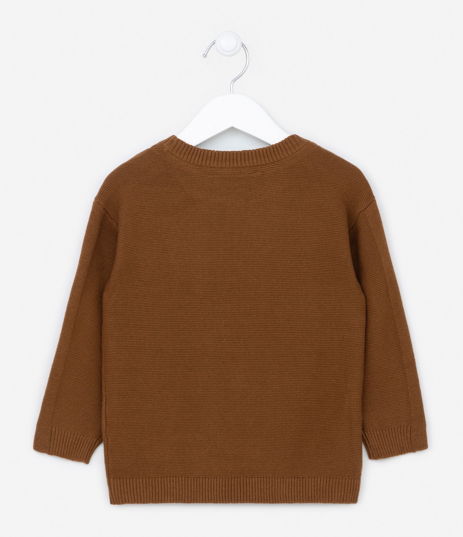 Suéter Infantil em Meia Malha com Bolso Fake - Tam 1 a 5 anos Marrom 2