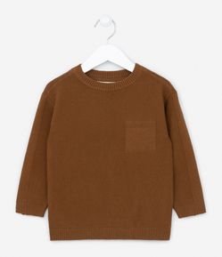 Suéter Infantil em Meia Malha com Bolso Fake - Tam 1 a 5 anos