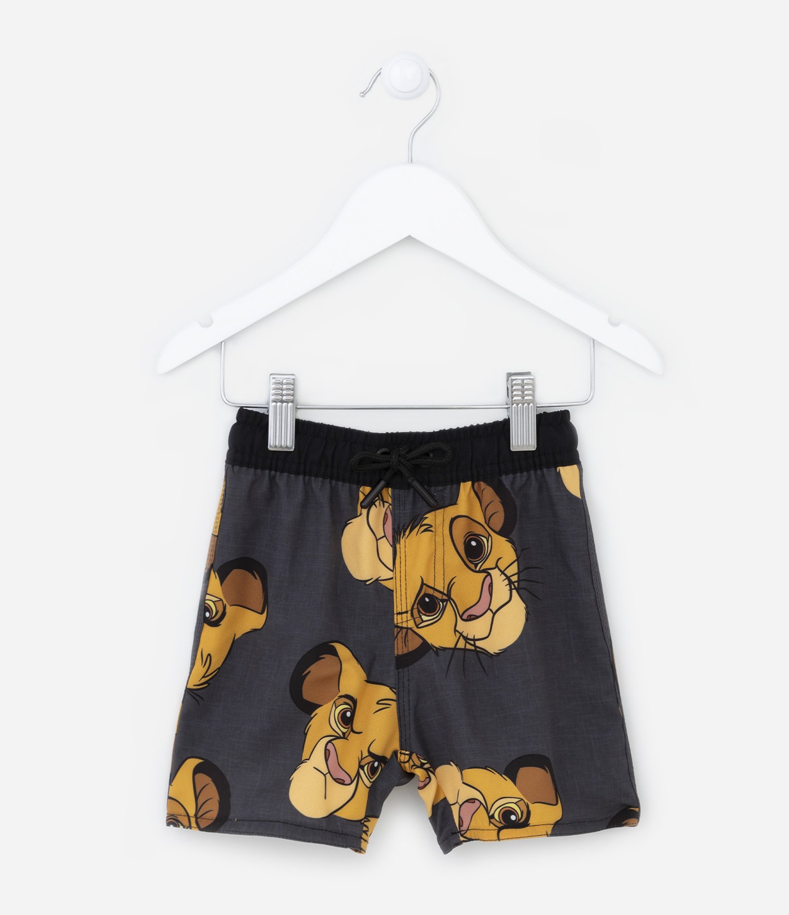 Bermuda Infantil em Microfibra com Estampa do Simba - Tam 1 a 5 anos Cinza 1
