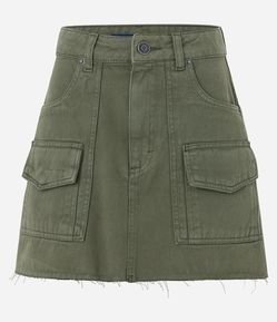 Saia Curta em Sarja com Bolsos Cargo