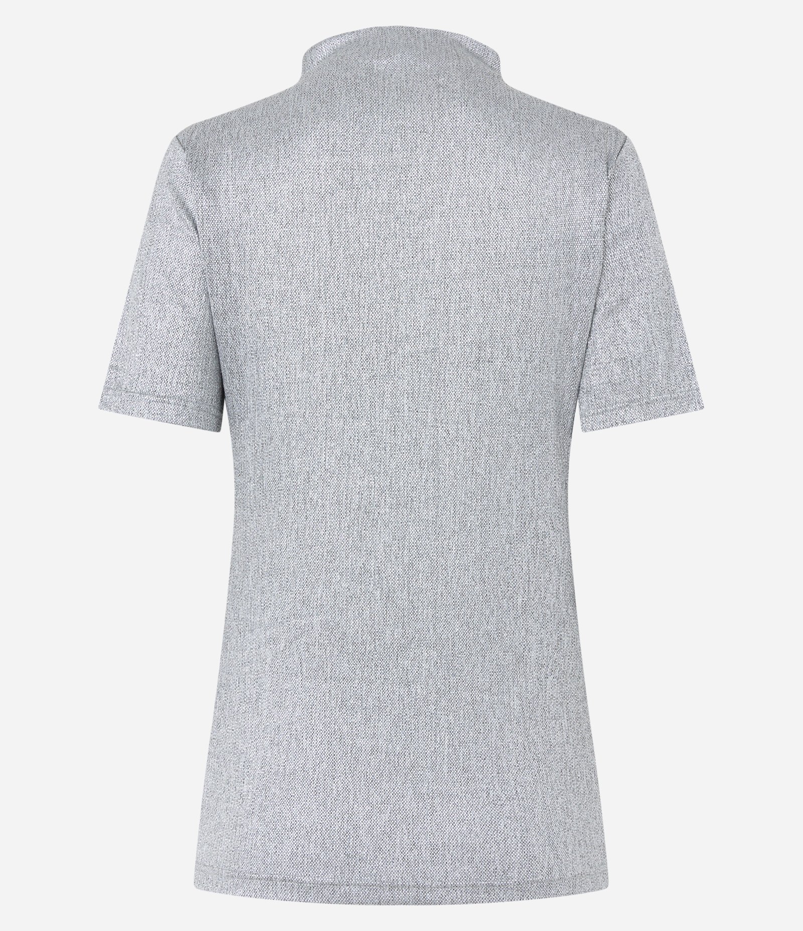 Blusa com Gola Alta e Superfície Metalizada Prata 8