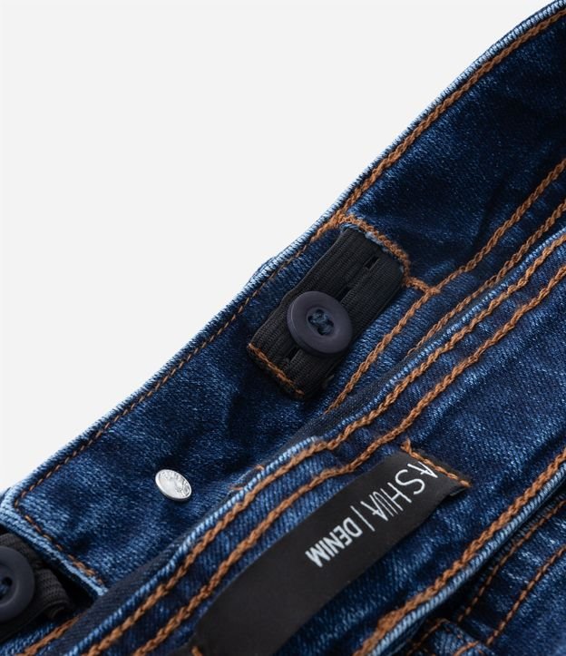 Calça Flare Jeans com Botão de Flor e Bolso Diferenciado Curve & Plus Size Azul 8