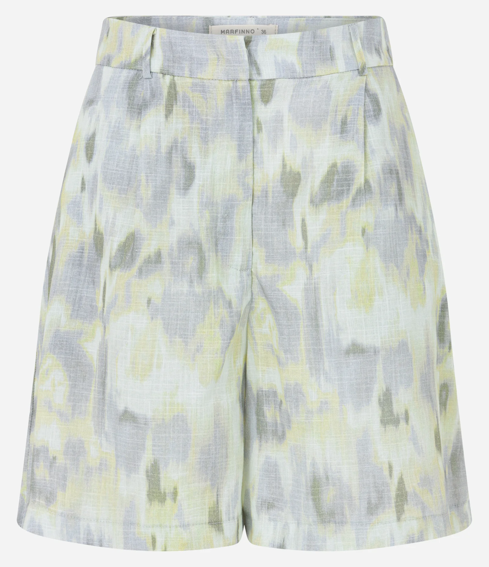 Short em Tricoline com Bolso Faca e Estampa Abstrata Verde/ Azul 1