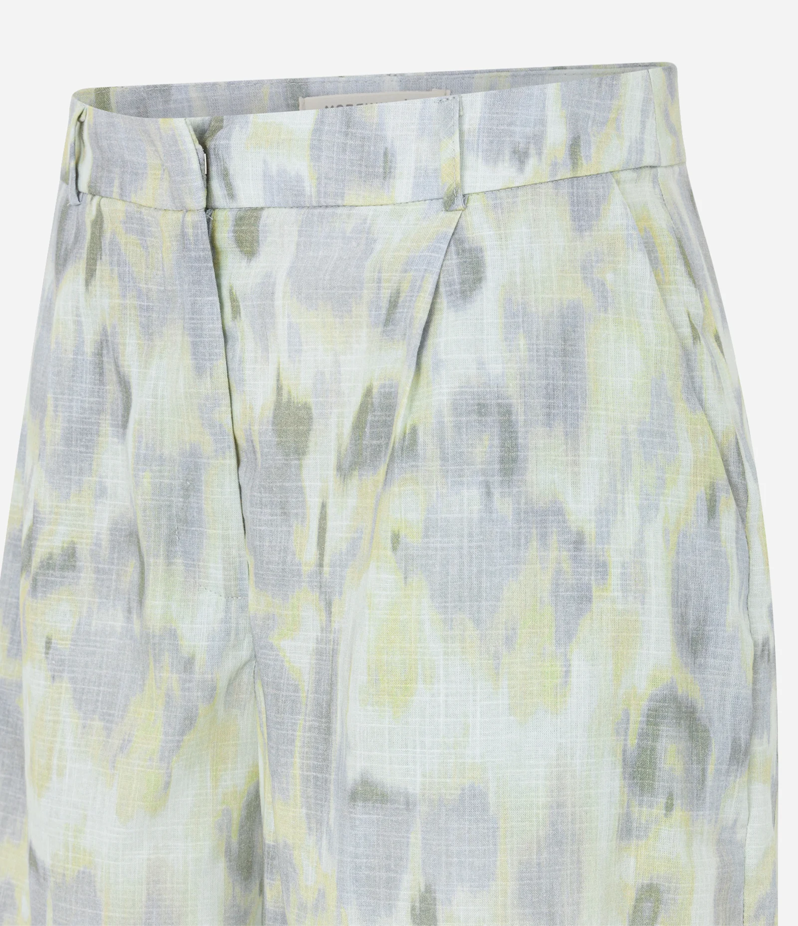 Short em Tricoline com Bolso Faca e Estampa Abstrata Verde/ Azul 2