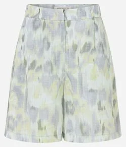 Short em Tricoline com Bolso Faca e Estampa Abstrata