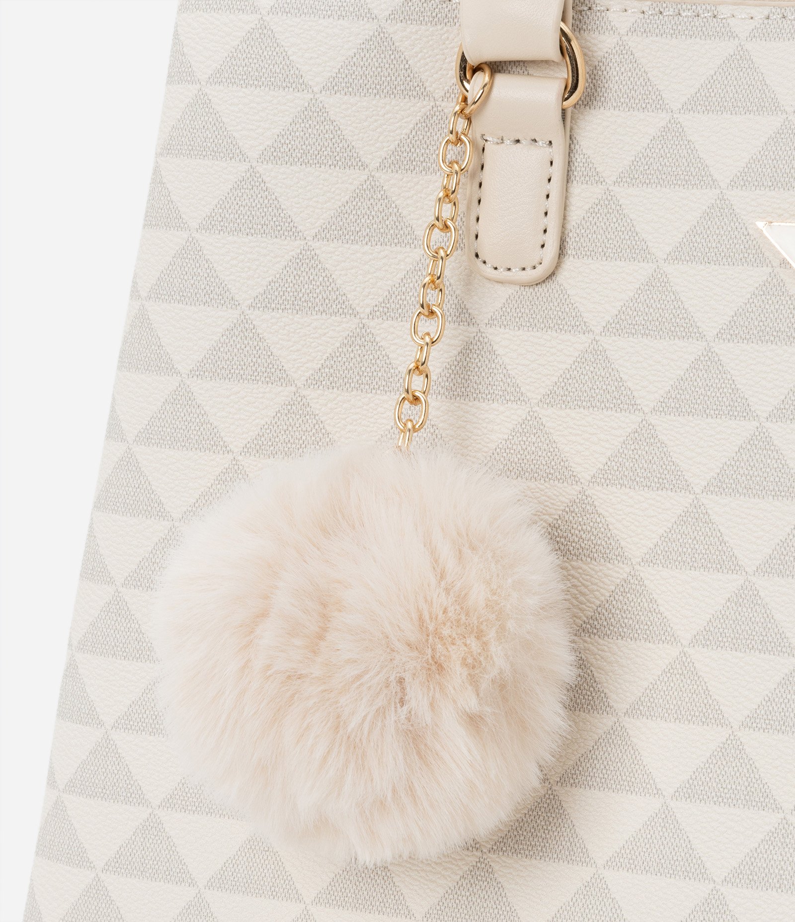 Bolsa Satchel com Estampa de Triângulos e Pompom Off White 5