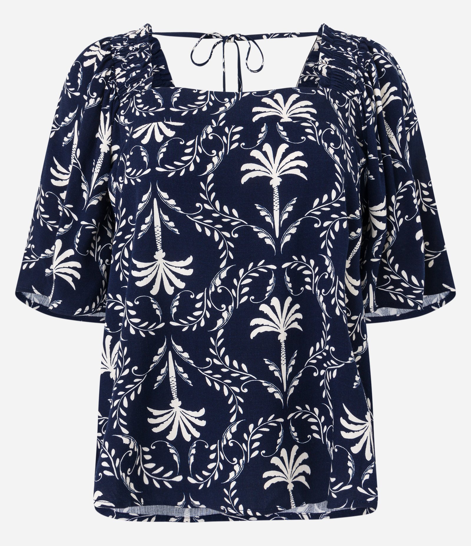 Blusa em Viscose com Estampa Coqueiros e Arabescos Azul 7