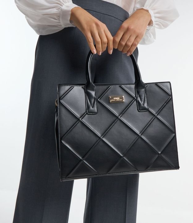 Bolsa Satchel Grande Texturizada com Alça Dupla