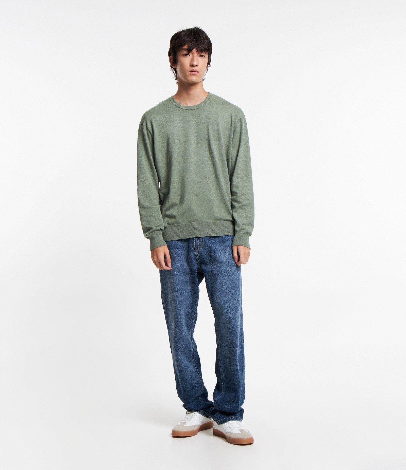 Suéter Comfort em Tricô com Gola Redonda Verde 2