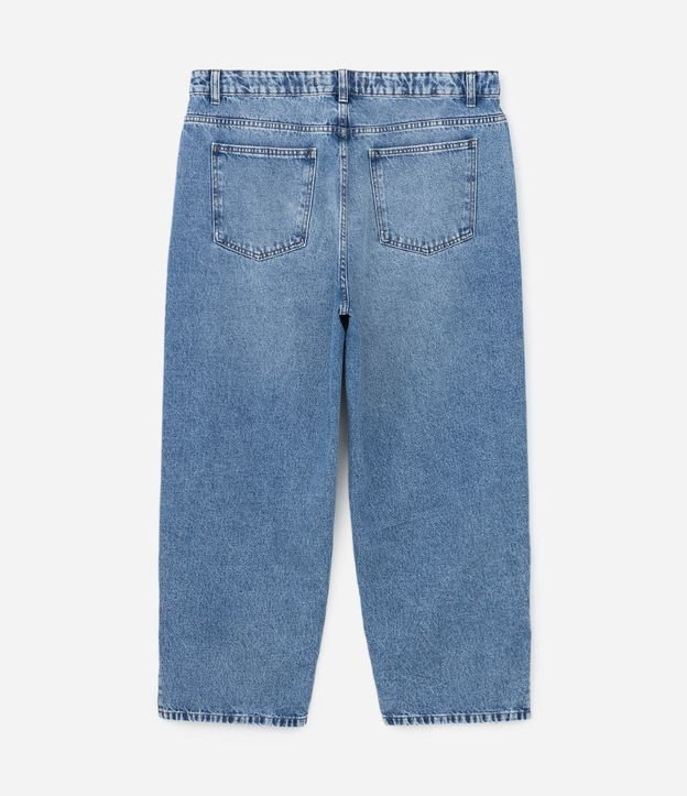 Calça Anos 90 em Jeans com Lavagem Marmorizada Curve & Plus Size Azul Jeans 7
