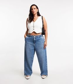 Calça Anos 90 em Jeans com Lavagem Marmorizada Curve & Plus Size