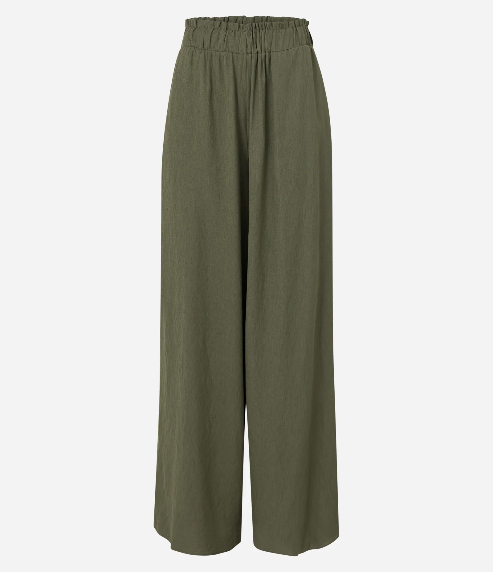 Calça Pantalona em Viscose com Cós Elástico Verde 1