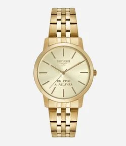 Kit Relógio Seculus Analógico com Pulseira e Caixa em Metal 44146LPSKDA1K1