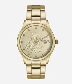 Kit Relógio Seculus Analógico com Pulseira e Caixa em Metal 44155LPSKDA1K1